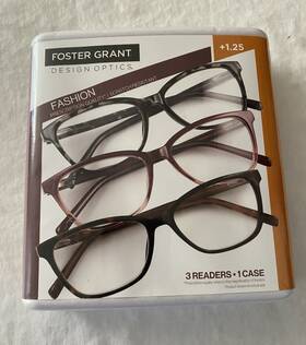 Foster Grant 193033458334 Design Reading Glasses 1.25 -3 Readers And 1 Case Various Styles