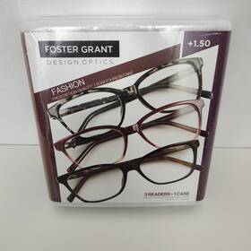 Foster Grant 193033458341 New 1.50 Design Optics 3 Readers 1 Case