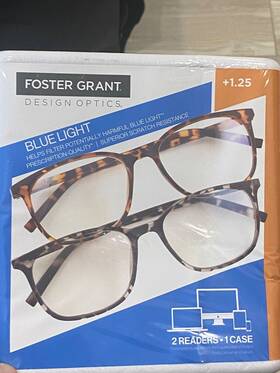 Foster Grant 193033458648 Designer Optics Blue Light Reading Glasses 2pk 1.25