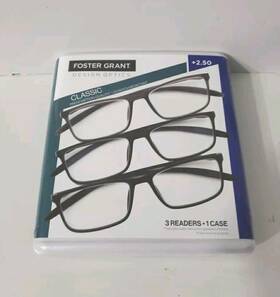Foster Grant 193033459218 Design Optics Classic Reading Glasses With Case 2.50