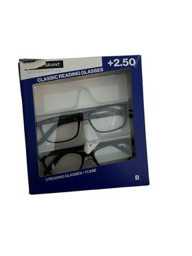 Foster Grant 193033460573 Cole Full Rim Rectangular Reading Glasses 2 Pack 2.50