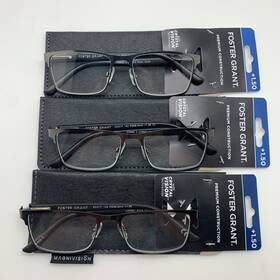 R239 Foster Grant 193033468524 Inch 3 Pair Kyne Black 1.50 Men Premium Readers Reading Glasses