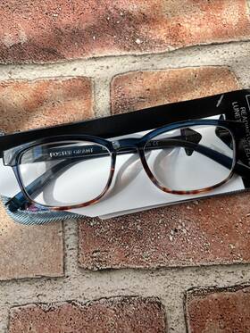 Foster Grant 193033491300 Misha Blue And Brown Reading Glasses 2.00 Spring Hinges With Case