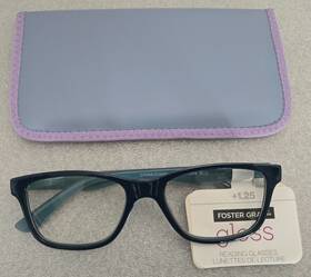 18-137 Foster Grant 193033518410 Gloss Reading Glasses 1.25 Tulla Blue 51
