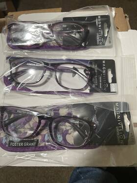 Foster Grant 193033518939 Inch 3 Pair Elana 1.00 Prp Purple Magnivision Reading Glasses Readers