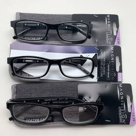 R131 Foster Grant 193033519257 Inch 3 Pair Magnivision Brandon 3.25 Blk Reading Glasses Readers
