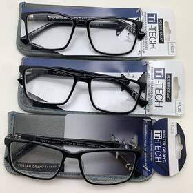 Ti200 Foster Grant 193033519974 Inch 3 Pair Blk Ti Tech 1.25 Reading Readers Glasses