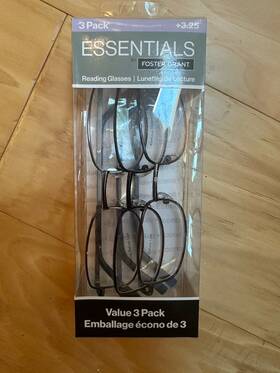 Foster Grant 193033543221 Essentials Grey Gun Metal 3 Pack 3.25 New In Box