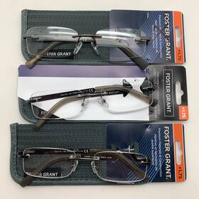 R242 Foster Grant 193033548165 Inch 3 Pair Blake 1.75 Mens Reading Glasses Rimless Readers