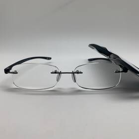 D973 Foster Grant 193033548431 Inch Archieft Blk 2.75 Black Reading Glasses Readers Rimless