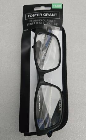 17-143 Foster Grant 193033548462 Reading Glasses 1.50 Scooter 53 Black/blue With Soft Case