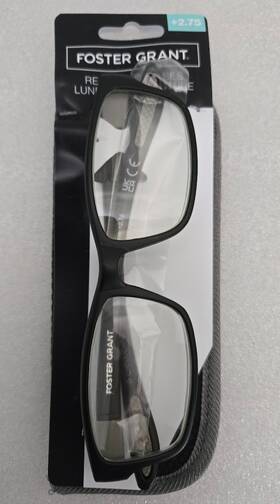 17-143 Foster Grant 193033548509 Reading Glasses 2.75 Scooter 53 Black/gray With Soft Case
