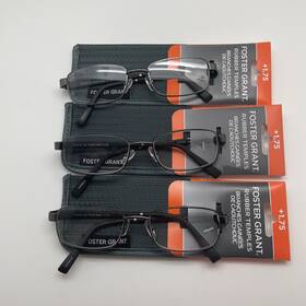 R144 Foster Grant 193033548615 Inch 3 Pair Manning Gun 1.75 Mens Reading Glasses Readers