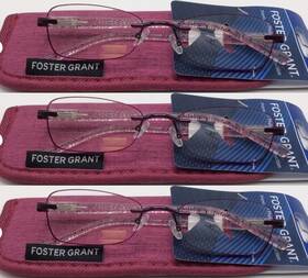 Foster Grant 193033555569 Womens Daniella Rimless Readers Transparent Purple 1.25 3/pairs