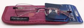 Foster Grant 193033555583 Womens Daniella Rimless Readers With Case 1.50 Transparent Purple
