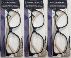 Foster Grant 193033555729 Kinsey Black And Gold Reading Glasses 3.25 New Pack Of 3