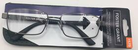 Foster Grant 193033557075 Mens Knox Gun Square Reading Glasses 1.75 Free Shipping