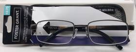 Foster Grant 193033557204 Lyden G Gunmetal And Black Semi Rimless Reading Glasses 2.75