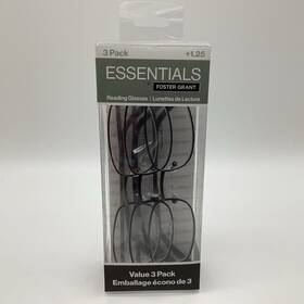 Foster Grant 193033558126 Mens Council Rectangular Reading Glasses 1.25 3 Pack