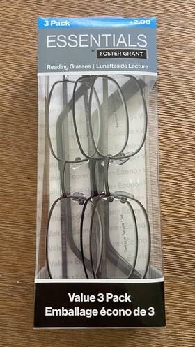 Foster Grant 193033558157 3-pack Essentials Reading Glasses Black Wire Rim 2.00 New