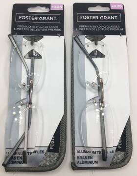Foster Grant 193033559178 Aluminum 12 Gray Lightweight Rimless Reading Glasses Pack Of 2