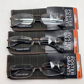 R241 Foster Grant 193033569405 Inch 3 Pair Rick Brn 1.75 Rimless Reading Glasses Readers