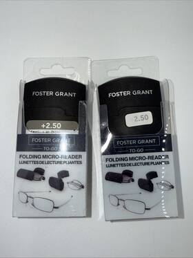 Foster Grant 193033570517 Lot Of 2 Microvision Gideon Folding Reader Glasses-black 2.50 -new