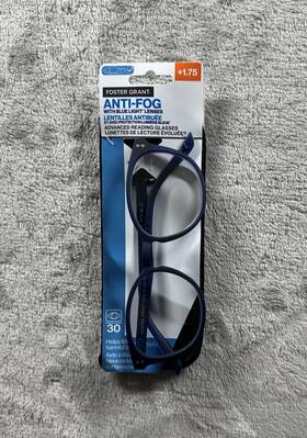 Foster Grant 193033582732 Joey Anti-fog Blue Light Lenses Navy Reading Glasses 1.75 New
