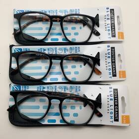 R109 Foster Grant 193033596005 Inch 3 Pair Blue Light 2.00 Kennedy Blk/tor Blaf Reading Glasses