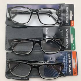 Foster Grant 193033596715 Inch 3 Pair Tristan Black 1.75 Reading Glasses Readers