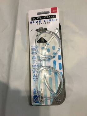 Foster Grant 193033666128 Blue Light Readers Crystal Clear With Case 2.75