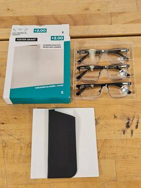 Foster Grant 193033762301 3 Pk 2.00 Mens Design Optics Metal Square Reading Glasses