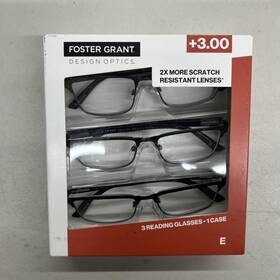 Foster Grant 193033762332 Design Optics Full Rim Plastic Reading Glasses 3.00 Style E