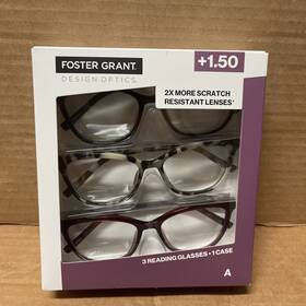 Foster Grant 193033762356 Design Optics Reading Glasses 3 Pack 1.50