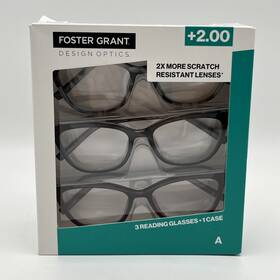 Foster Grant 193033762370 Design Optics By Fashion Cateye Reading Glasses 3 Pk 2.00
