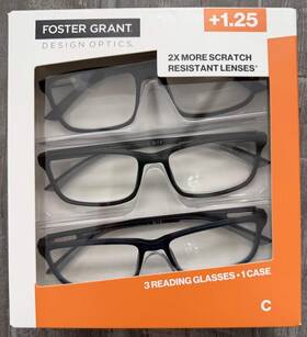 Foster Grant 193033762554 Design Optics Classic Round Reading Glasses 1.25 3 Pack New