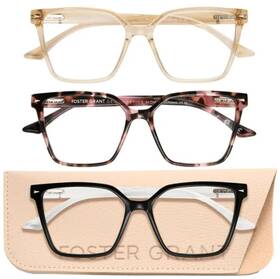 Foster Grant 193033765555 Design Optics By #813 Oversized Square Reading Glasses 3-pack 2.50