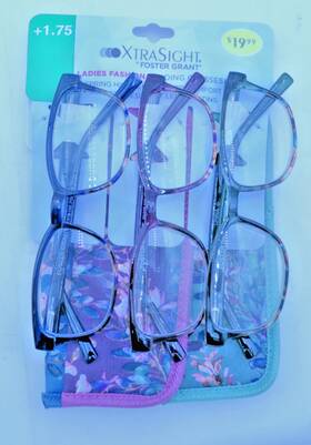 Foster Grant 261407 3pk Xtrasight Ladies Reading Glasses W Cases 1.75 Misha