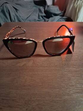 387627 Foster Grant Womens L Cat Eye Brown Leopard Gold Sunglasses With Tags