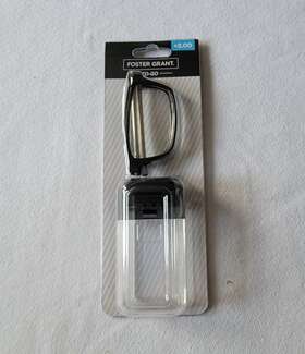 5013117-200 Foster Grant 31.50 To Go Reading Glasses 2.00 Black Frames Clear Hard Case