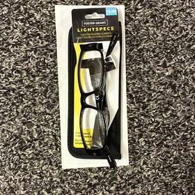 5014048-200.fdr Foster Grant Lightspecs Lloyd Lighted Reading Glasses 2.00 Black Clear