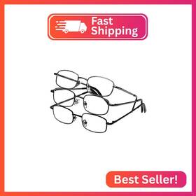 5014144-325.cgu Foster Grant Mens Council Rectangular Reading Glasses Gunmetal And Black 3 Pa
