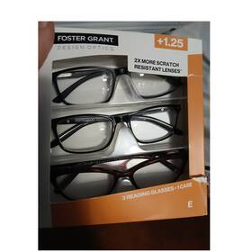 55d17-145 Foster Grant Design Optics 1.25 Reading Glasses 3-pack Black Rectangle