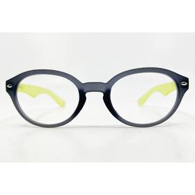 75201505fw Foster Grant Reading Glasses Blue Round Frame Yellow Temples