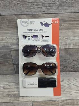 Foster Grant 803926474364 2 Pack Sunglass Readers Full Frame Uv Protection Includes Cases 1.25 Grade