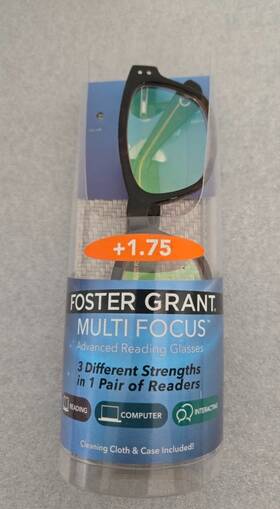 54-18-140 Foster Grant 887661005113 Multifocus Advanced Reading Glasses 1.75 Conan Tortoise