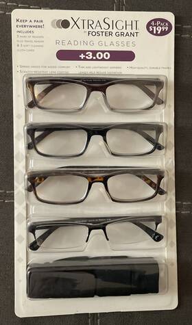Foster Grant 887661155658 4 Pack Xtra Sight Reading Glasses 3.00