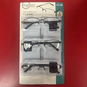 3pkreading Foster Grant 887661156181 Design Optics Glasses Semirimless Classicscratch Resistant 1.75 O/box