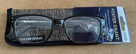 Foster Grant 887661182043 1.25 Black Reading Glasses Case Slide In Unisex Frame