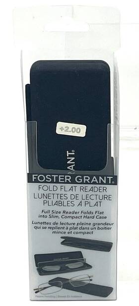 Foster Grant 887661252234 Fold Flat Reader With Case New In Packaging Gavin 2.00
